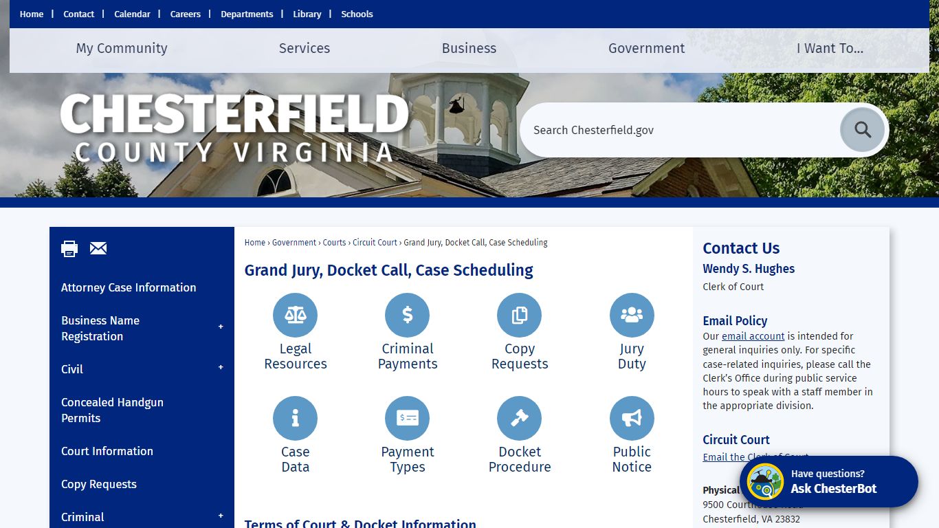 Grand Jury, Docket Call, Case Scheduling | Chesterfield County, VA
