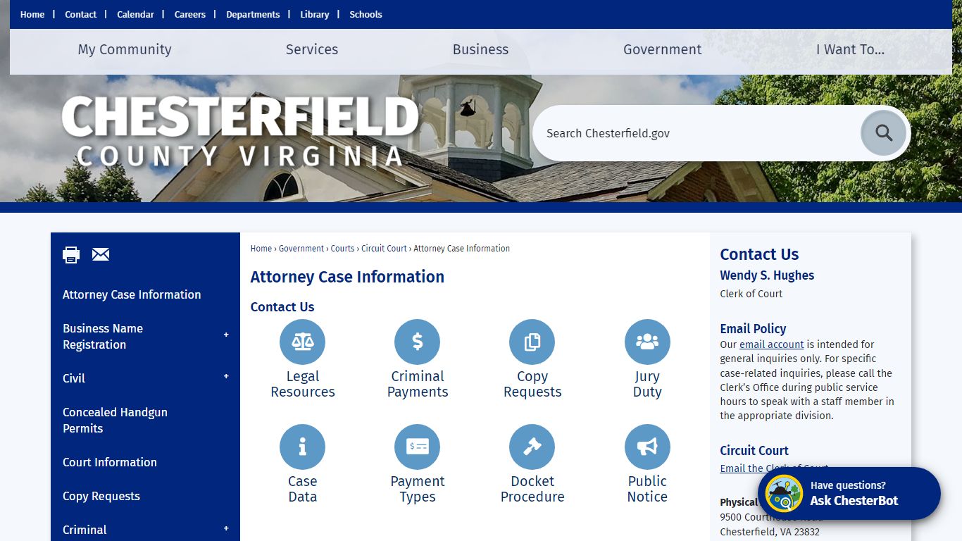 Attorney Case Information | Chesterfield County, VA