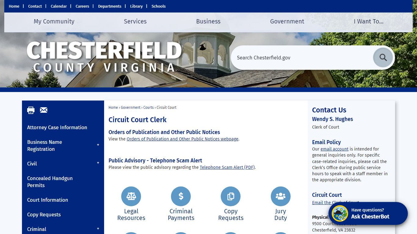 Circuit Court Clerk | Chesterfield County, VA